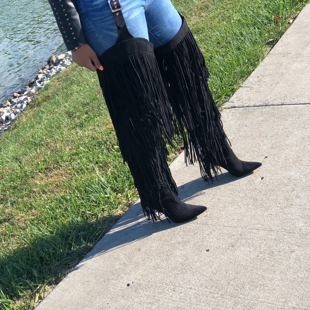 Thigh High Fringe Boots